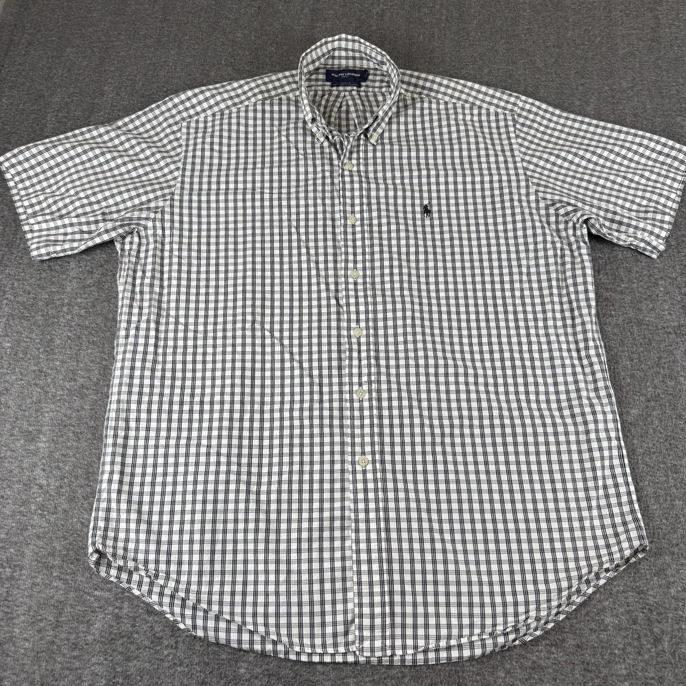Ralph Lauren Golf Blake Mens Large Plaid Button Down Shirt Short Sleeve XL Fit